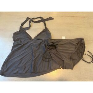 black halter TIME AND TRU  two piece swimsuit bikini size medium 8-10